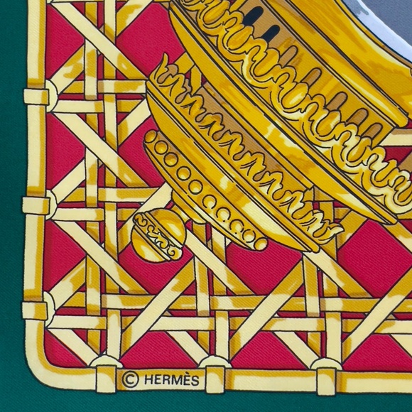 NWT Vintage Hermes Scarf “Feux de Route” in Deep Green - Picture 3 of 9